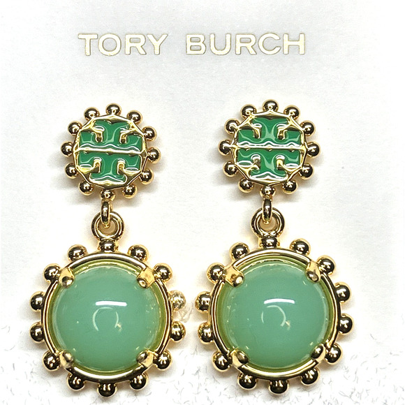 Tory Burch Winslow Green Enamel Drop Dangle Earrings - New Designer Holiday Gift - Picture 2 of 8